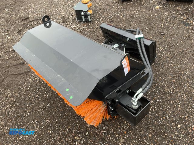 Lot 2-41581 - New SDLANCH 36" Broom Mini Skid Steer Attachment, Manual Angle, Poly/Metal Bristles, has hydraulic h...