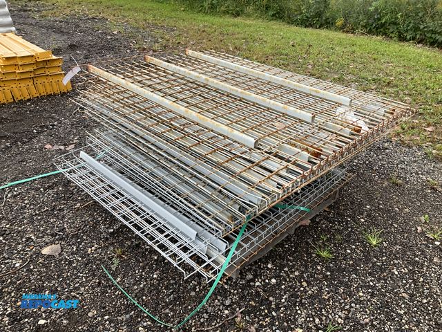 Lot 2-41204 - Skid of sections of wire mesh pallet rack decking, (9) are for 60” pallet racking and are approx 61”...