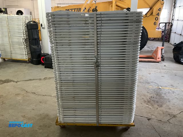 Lot 2-60745 - 50 Metal Folding Chairs W/ metal rolling rack