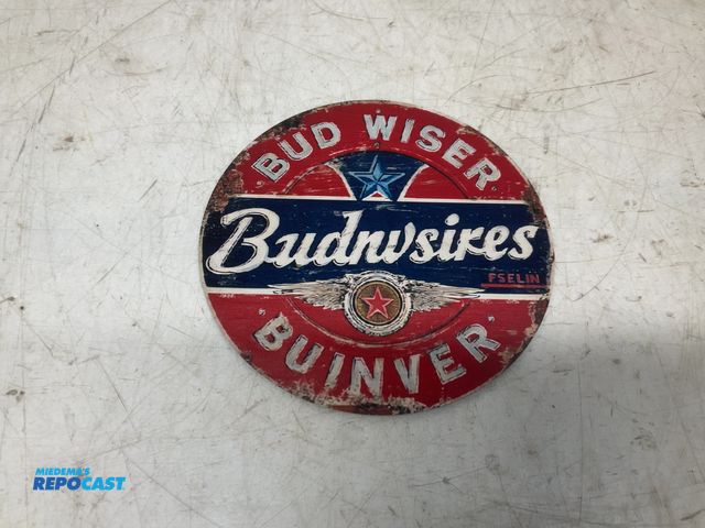 Lot 2-19668 - Bud Wiser metal circular sign