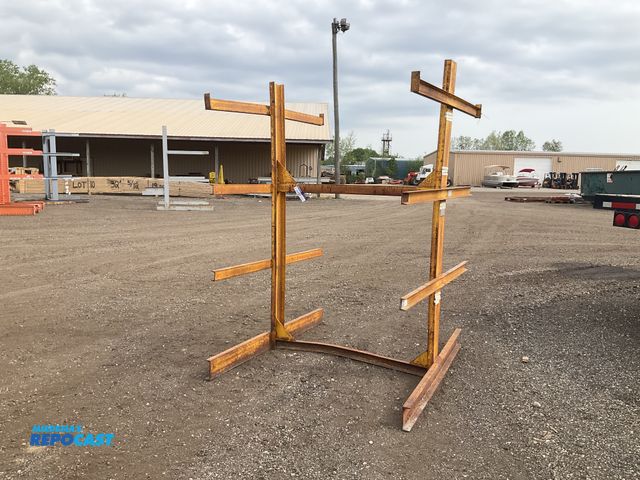 Lot 2-34497 - Two side metal cantilever rack 60”W x 72”T x 92”T overall, 30” long rack arms - a couple are bent, u...