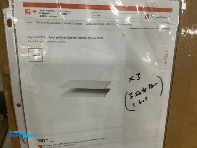 Lot 2-22303 - (3) 2-Packs of The Stow Company Easy Track 35” Hanging Closet Organizer Shelves, White