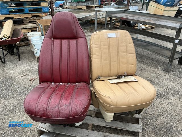 Lot 2-60985 - Lot of (2) old vehicle seats - (1) w/ seat belt