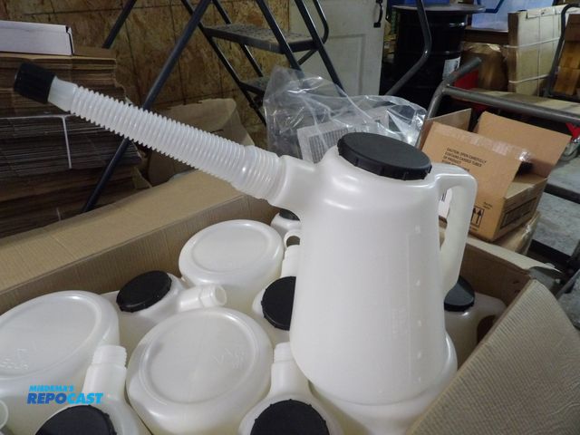 Lot 2-58219 - lot of (15) Dey Westward Flexible spout measure 5qt capacity high density polyethylene, 8" spout, 11...