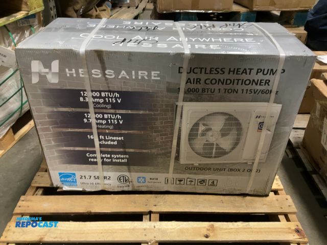 Lot 2-79334 - Lot of (1) New Hessaire Ductless Heat Pump Air Conditioner, 12,000 BTU, 1 ton 115V/60Hz, Outdoor Uni...