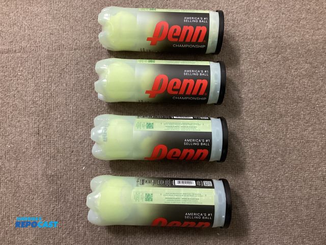 Lot 2-19219 - Four New cans of Penn Championship tennis balls. Total of twelve balls. Cans are in sealed container...