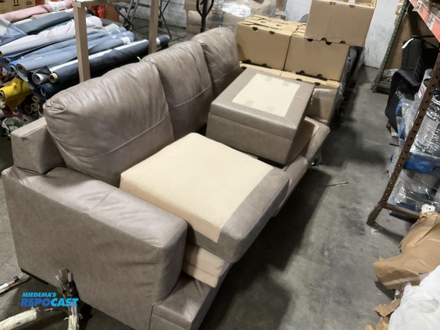 Lot 2-18230 - 86” Leather Sofa with 35” x 23” Extra Attachment