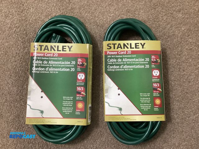 Lot 2-92886 - New Two new Stanley 20 foot 16/3 green outdoor extension cords.