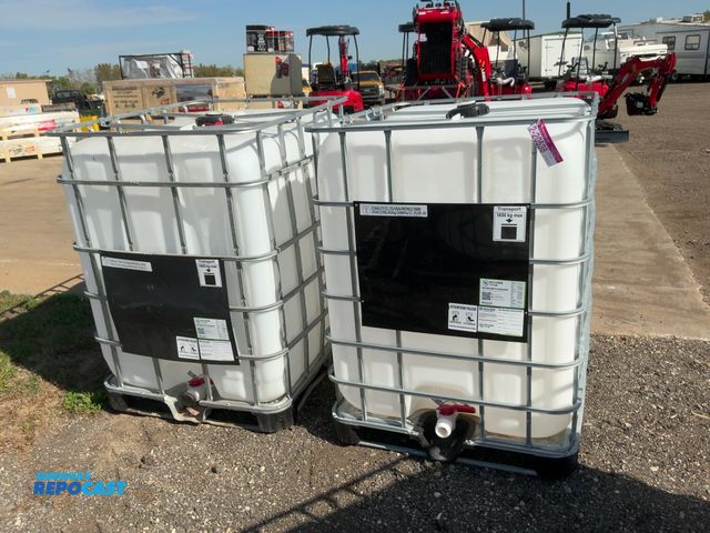 Lot 2-20538 - (2) 275 Gallon Poly Forkable Totes, lower discharge valves, approx. 48"x40"x53" tall