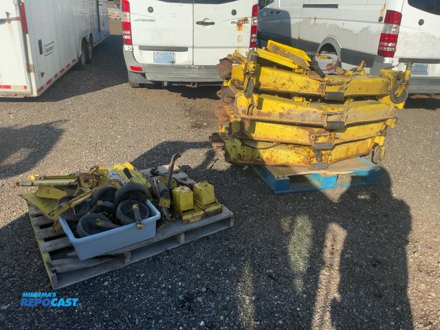 Lot 2-22334 - (4) Used John Deere 60” Mower Decks for Parts or Repair, Shaft Driven, two do not have gearboxes att...