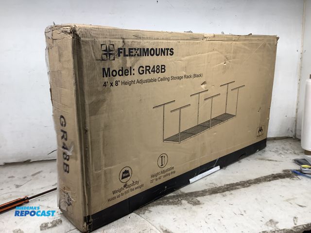 Lot 2-94972 - Metal Lot of gr48b flex mounts 4’ x 8’ black ceiling storage rack.