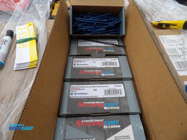 Lot 2-53338 - (500) new Strong Point High Performance Concrete fasteners 1/4 x 4, Phillip Flat Head Hi-Lo, notched...