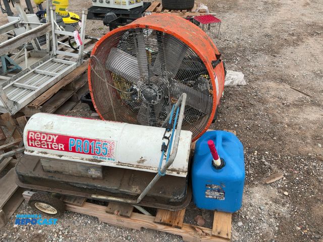 Lot 2-67782 - Reddy PRO155 torpedo heater, a Maxx Air shop fan, &amp; a gas can.