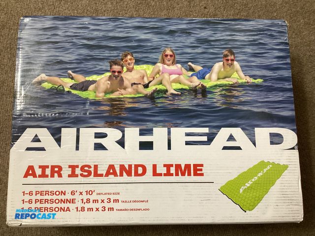 Lot 2-76543 - New AIRHEAD AIR ISLAND LIME. 1-6 person inflatable island. Up to 6 people can relax and play on this...