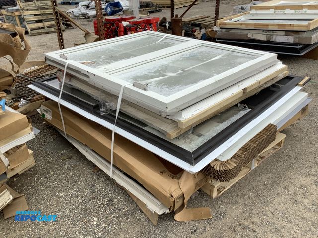 Lot 2-60848 - Approximately 8 Various color framed windows, sizes include: 49.5”x60.5”, 63”x75”, (brands include: ...