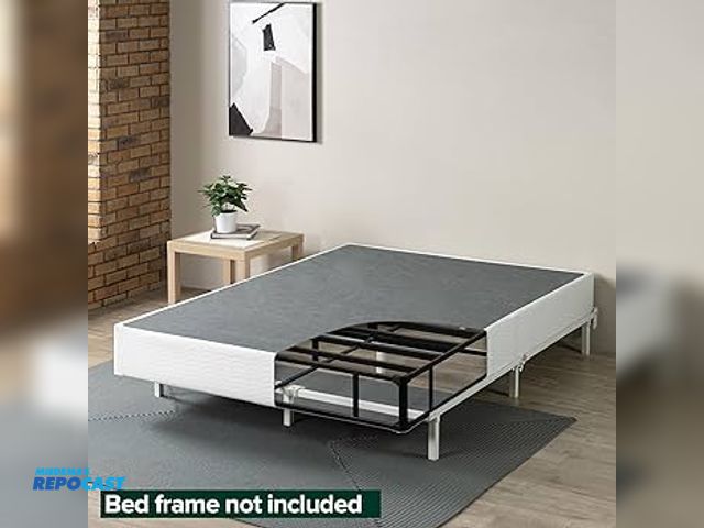 Lot 2-93379 - Black King Size Bed Lot of (1) zines king metal smart box spring mattress foundation 9 inch model XB...