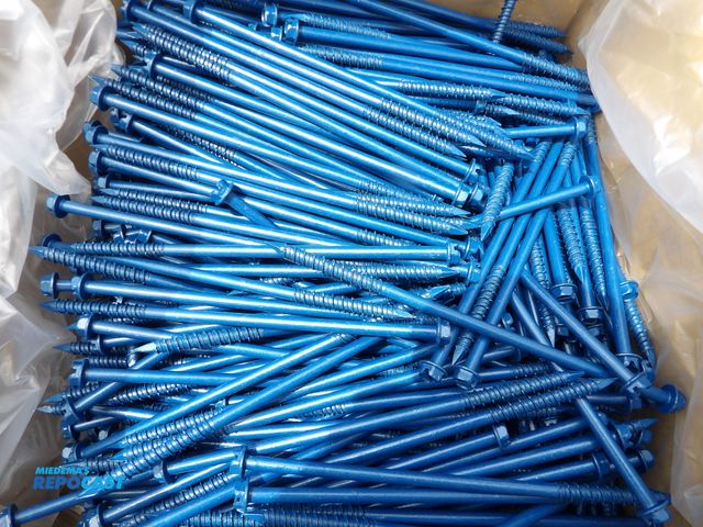 Lot 2-53342 - (500) new Strong Point High Performance Concrete fasteners 1/4"x 6" Slotted Indented Hex Washer Head...