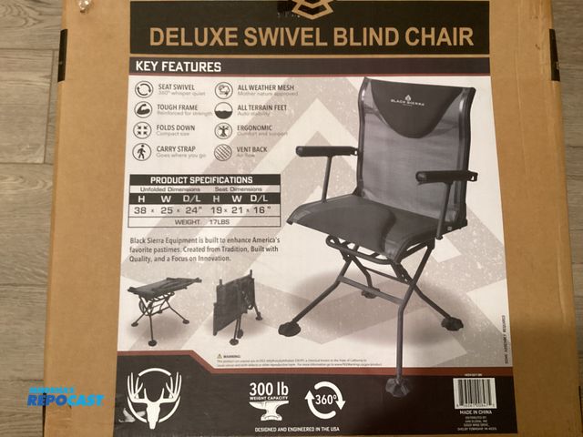 Lot 2-36647 - New a DELUXE SWIVEL BLIND CHAIR BY BLACK SIERRA. 360° whisper quiet seat swivel, tough frame, folds ...