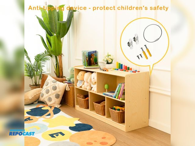 Lot 2-79372 - kidi house 2-Shelf Mobile Storage Cabinet Kids Shin Montessori Classroom Furniture Birch Plywood Nat...