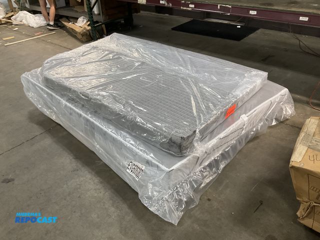 Lot 2-27766 - (3) grey mattresses, sizes: 46”(l)x75.5”(w)x4”(thick), 79.5”(l)x59”(w)x5.5”(thick), and 74(l)”x45.5”...