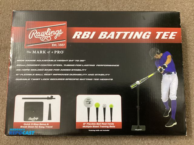 Lot 2-34393 - New Rawlings RBI Batting Tee. Wide range adjustable height 24” to 36”. Powder coated steel tubing fo...