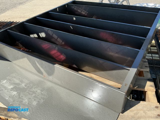 Lot 2-76614 - Metal Gray metal shelves for storage 37” x 5” x 41” about 5 1/2” between each shelf