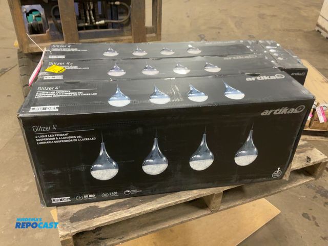 Lot 2-23312 - (3) Artika Glitzer 4 4-Light LED Pendant Fixtures, Chrome Plated Finish, Clear Plastic Diffuser with...