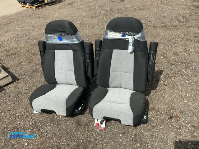 Lot 2-11609 - Lot of (2) Sears Seating Atlas II Black and Silver Cloth Freightliner Cascadia Semi Truck Seats with...