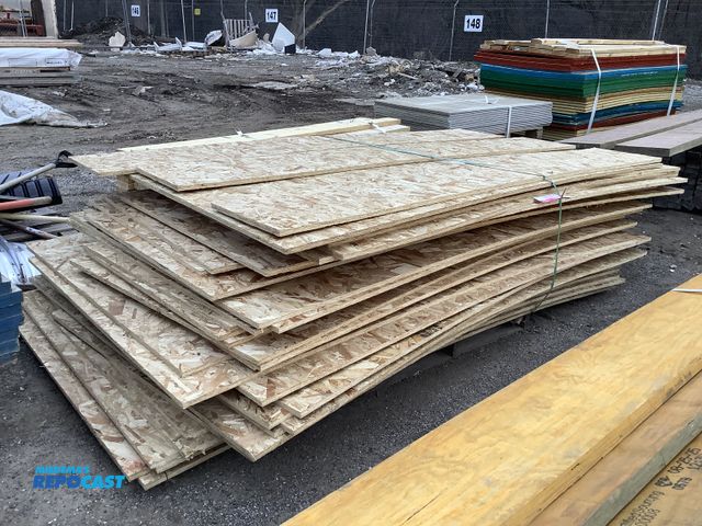 Lot 2-77075 - Skid lot of plywood sheets varying in sizes approximately 100” x 61” x 1” some smaller some bigger