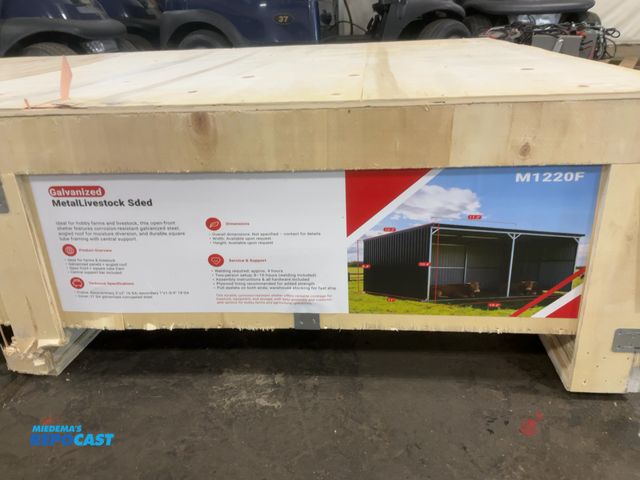 Lot 2-44910 - New SDLANCH SDLGM1220F Galvanized Metal Livestock Shed, 19.2’x11’x10.4’ tall, Welding Required, come...