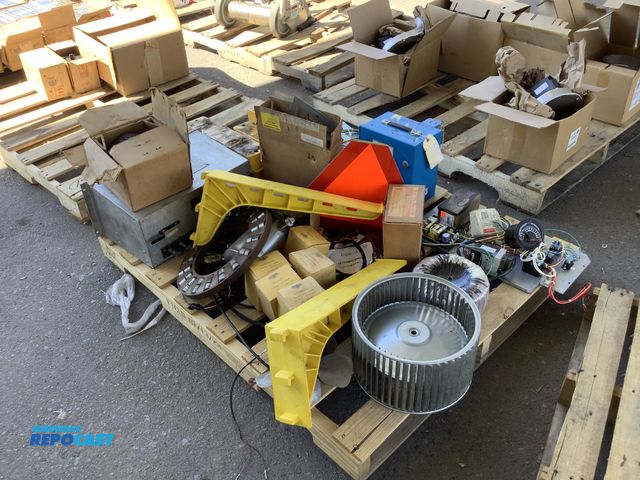 Lot 2-75498 - Skid lot of various industrial items including a Dayton model#3M542D 115V industrial fan, 1” water r...