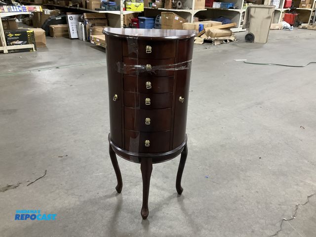 Lot 2-69164 - Wooden French Louis XV style demi-lune mahogany jewelry chest or vanity side table - approx. 18” x 1...