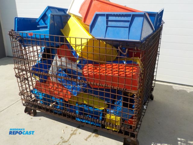 Lot 2-33882 - Industrial Fold Down Steel Storage Crate, Fold Down Side, Approximately 85 Akro Storage Bins, Stacka...