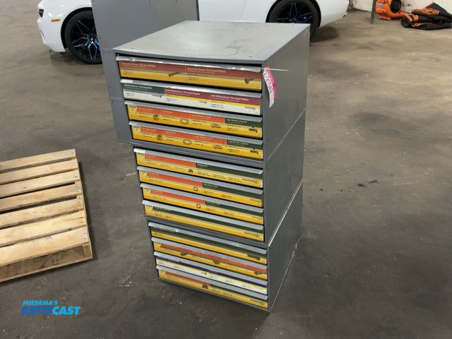 Lot 2-21542 - (3) 4-Drawer Stackable Metal Cabinets, were used for hardware, approx. 3" deep drawers, 23-1/2" wide...