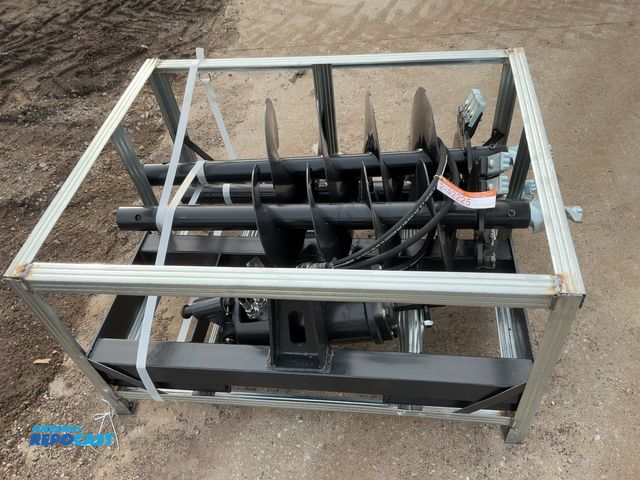 Lot 2-42225 - New JCT Hydraulic Auger Skid Steer Attachment, Universal Quick Attach, comes with 8”, 12”, and 18” a...