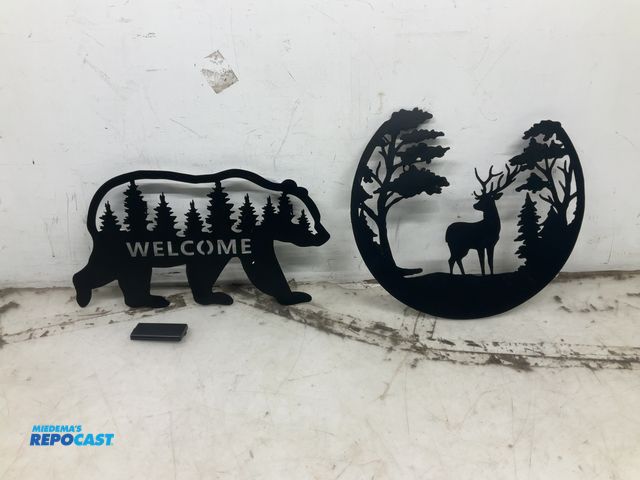 Lot 2-72979 - Set of (2) LED battery powered signs, approximately 14” x 13”