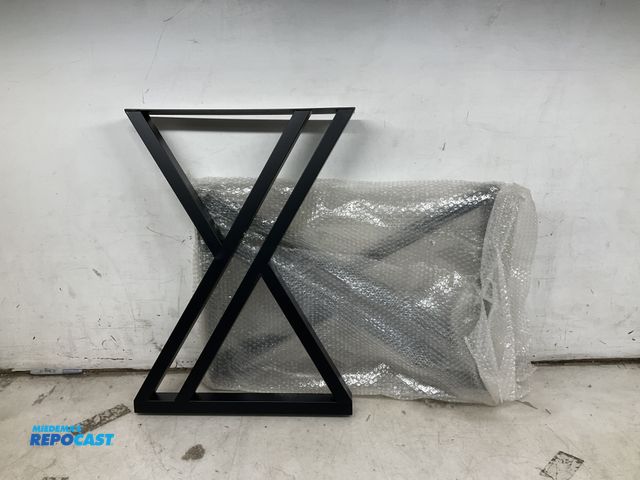 Lot 2-95972 - (2) black metal industrial dining modern table legs 28”Hx19.7”W