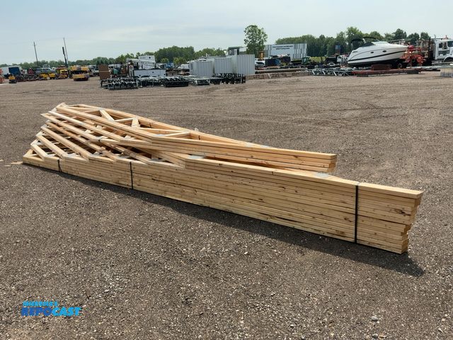 Lot 2-44522 - Lot of (14) 36’ Wood Trusses with 2’ overhangs on both sides, three are peaked, and rest have varyin...