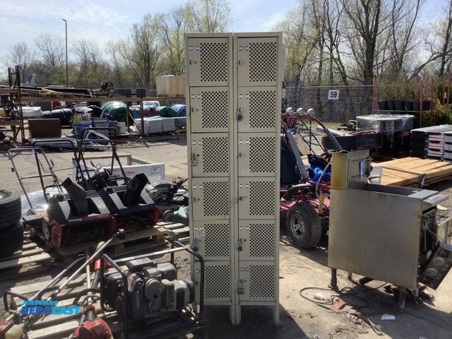 Lot 2-94947 - 1 Metal Wesco tan Lockers, 12 storage slots, some have locks