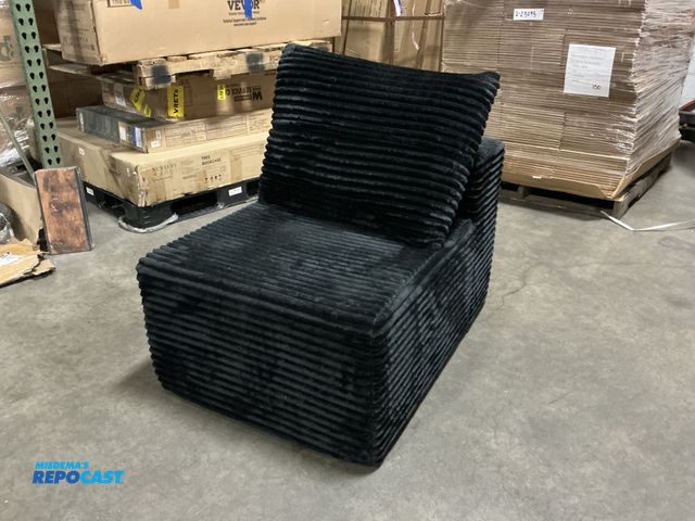 Lot 2-18863 - black sofa seat chair, measures 38”D x 29”W x 2’H