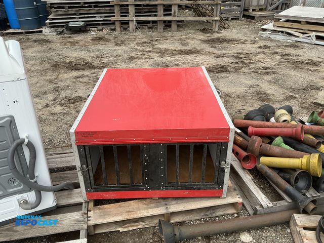 Lot 2-15569 - 2-Slot Metal Custom Dog Cage, bar windows for both, 37 1/2”x46”x23”