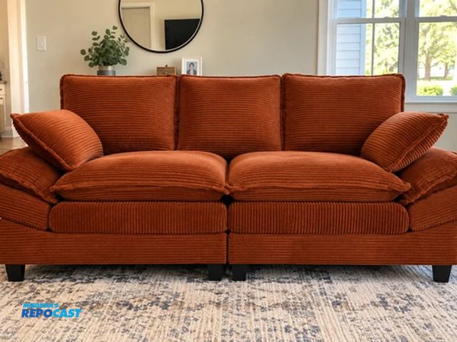 Lot 2-62802 - Brand New 83" Corduroy Loveseat - Orange