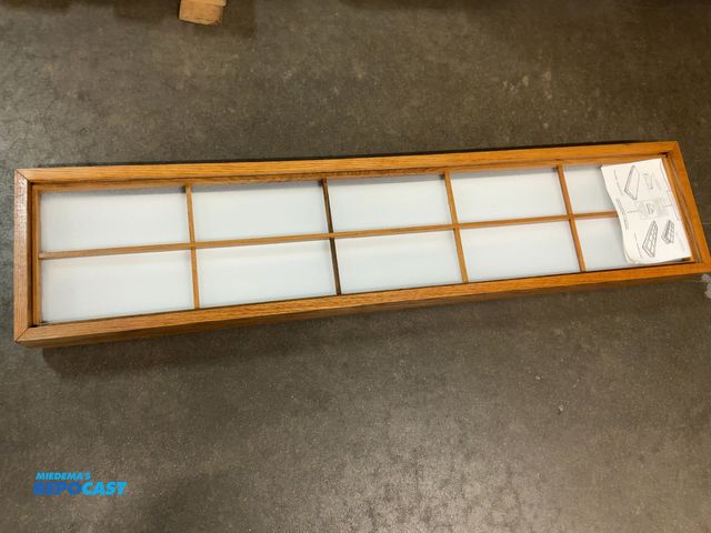 Lot 2-67436 - new liteway 2 lamp fluoresent light fixture solid oak frame and grid 4' long