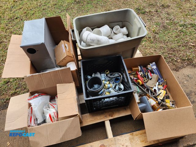 Lot 2-10028 - Lot of (1) Skid of Building Parts, Supplies, and Tools. Includes a large quantity of PVC pipe (varie...