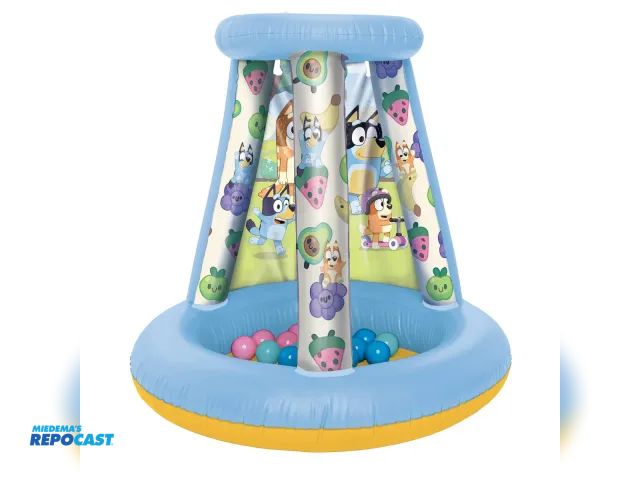 Lot 2-96707 - (8) Bluey inflatable adventure play land, includes a fun ball-toss roof and 15 soft flex balls