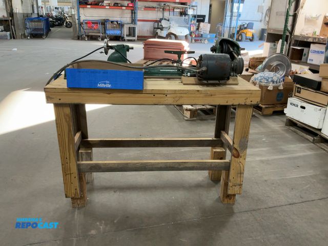 Lot 2-33083 - craftsman wood lathe, bench mounted, 110v, with attachments, has a 36 inch long adjustable carriage ...