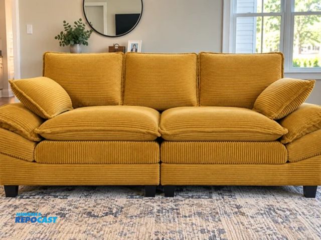 Lot 2-62801 - Brand New 83" Corduroy Loveseat - Yellow