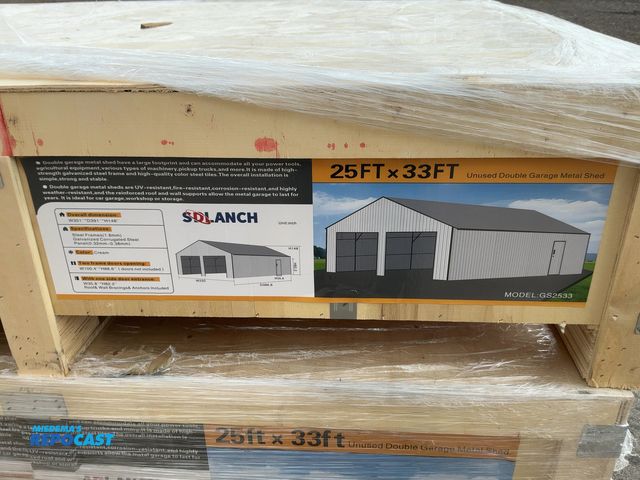 Lot 2-44675 - New SDLANCH 25’ x 33’ Double Garage Metal Shed, Model GS2533, 292” Wide x 386.6”Long x 148” Tall Ove...