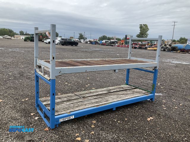 Lot 2-41649 - (2) stackable metal racks 108” x 39” x 34-1/2”T each, one with a wood deck and one with an expanded ...