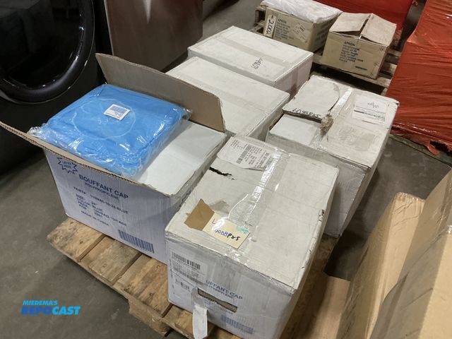 Lot 2-63140 - New Skid lot of 5 boxes contains bags of 100 blue surgical disposable protective isolation gowns thi...